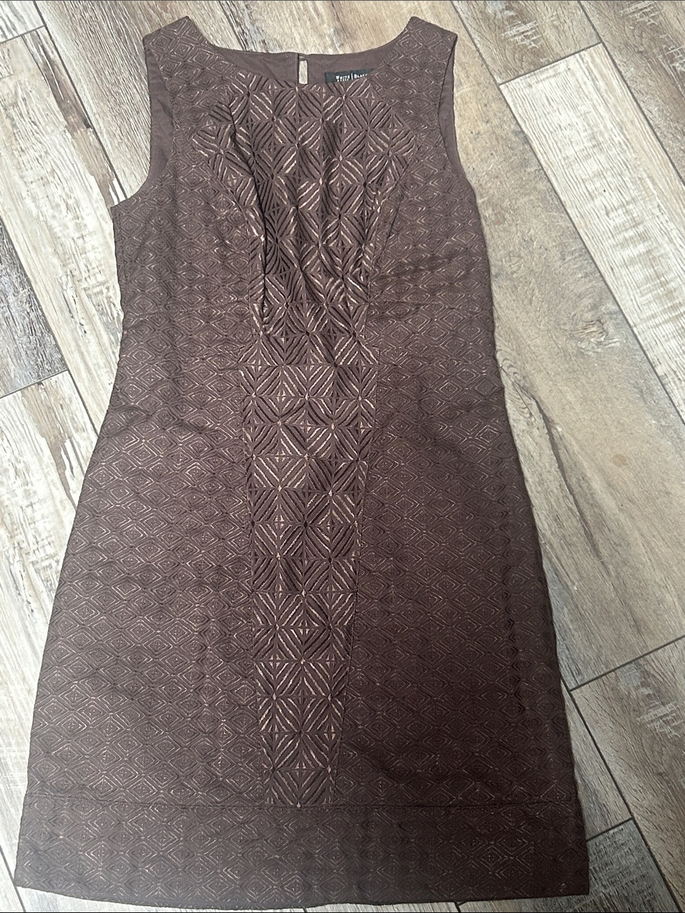 White House Black Market Brown Textured Sleeveless Midi Dress